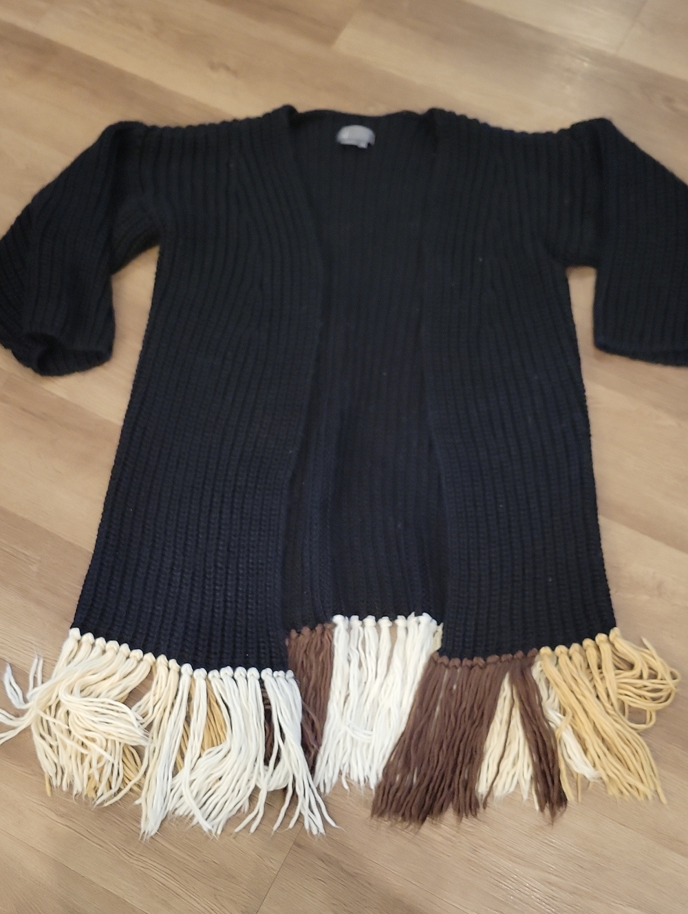 Anthro Long One Size Fringe Duster Cardigan.